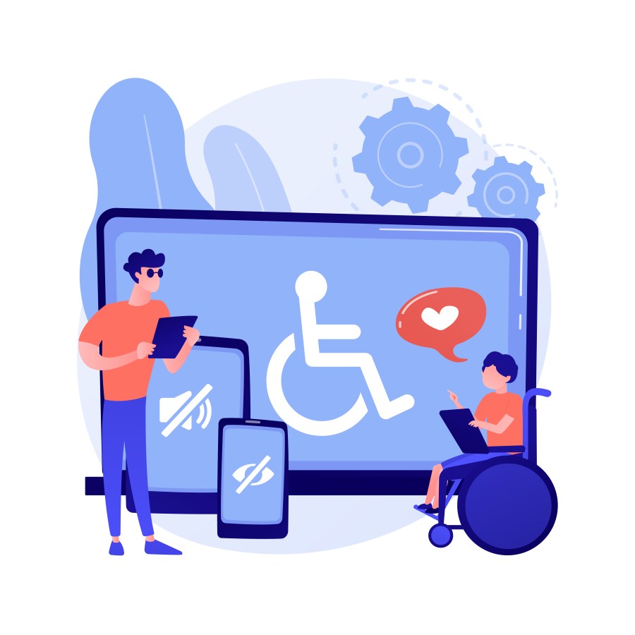 Two people connecting on accessible technology